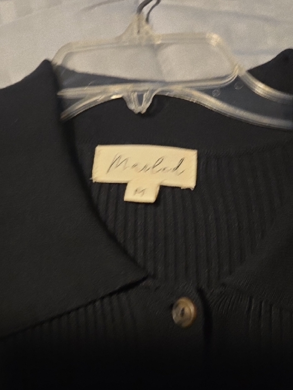 Marled Black Ribbed Button-Front Cardigan - Picture 3 of 5